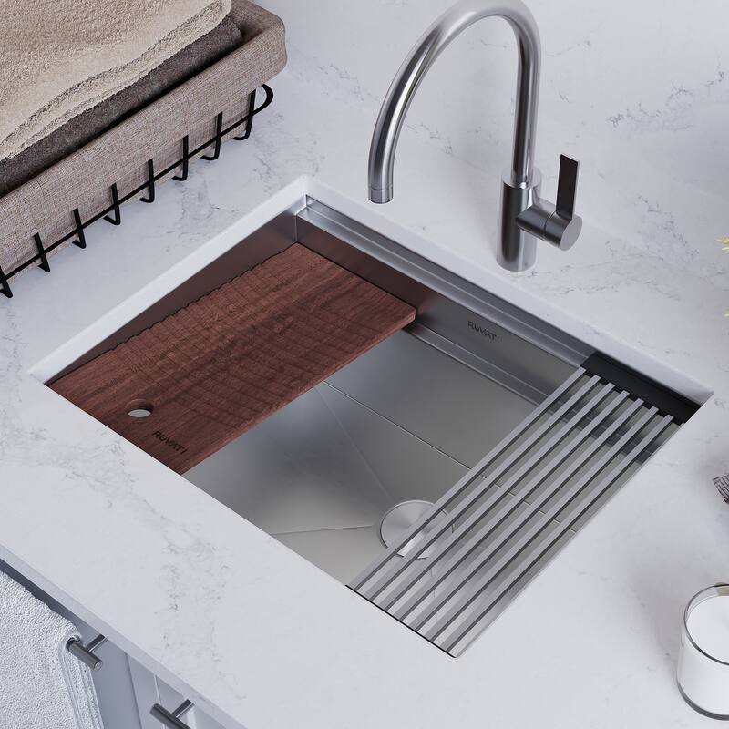 Ruvati 23 x 19 x 12 inch Deep Laundry Workstation Sink Undermount Stainless Steel - RVU6525