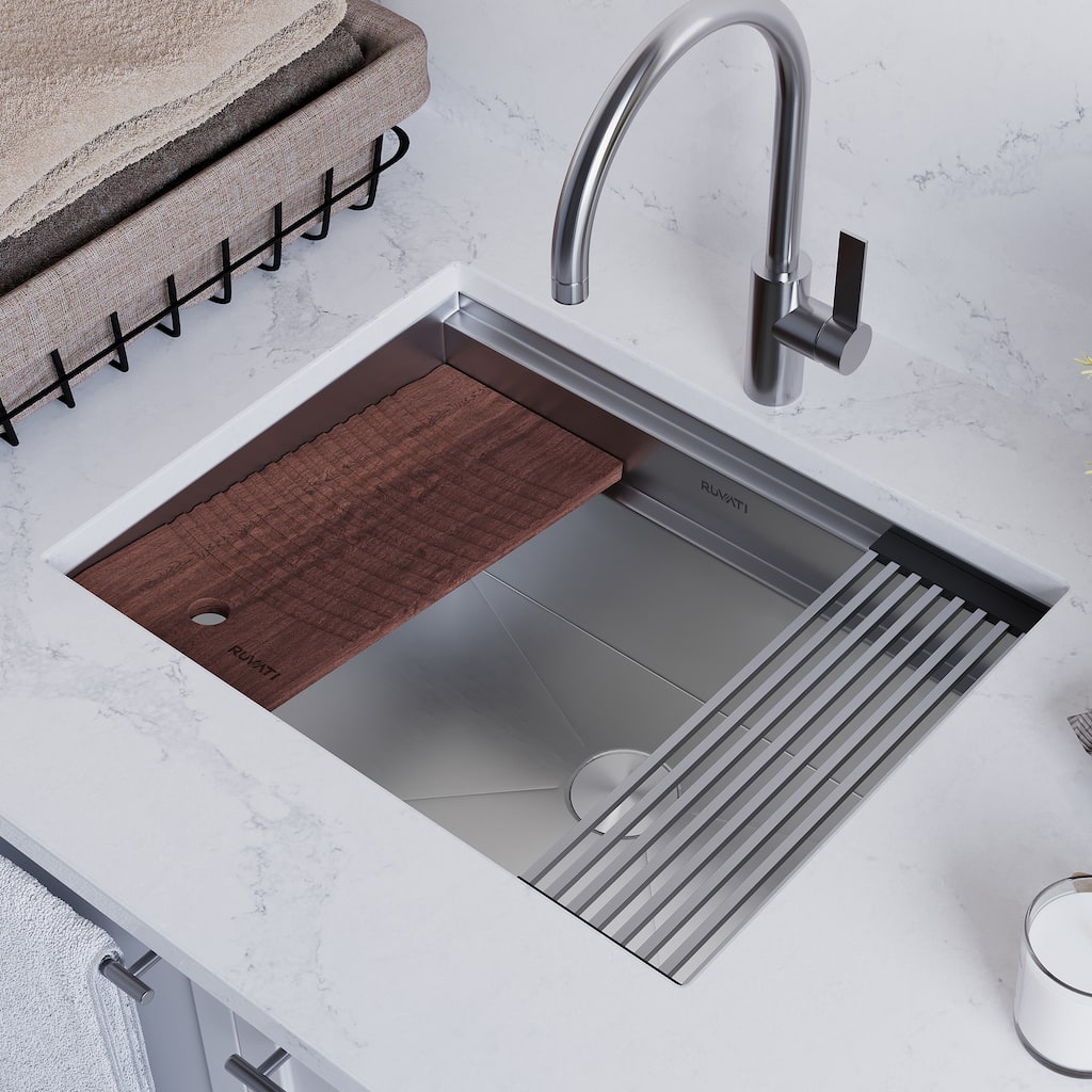 Ruvati 23 x 19 x 12 inch Deep Laundry Workstation Sink Undermount Stainless Steel - RVU6525