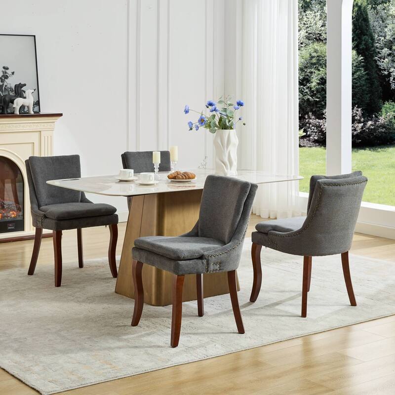 Modern Dining Chairs Set of 2, Accent Side Leisure Chairs - Gray