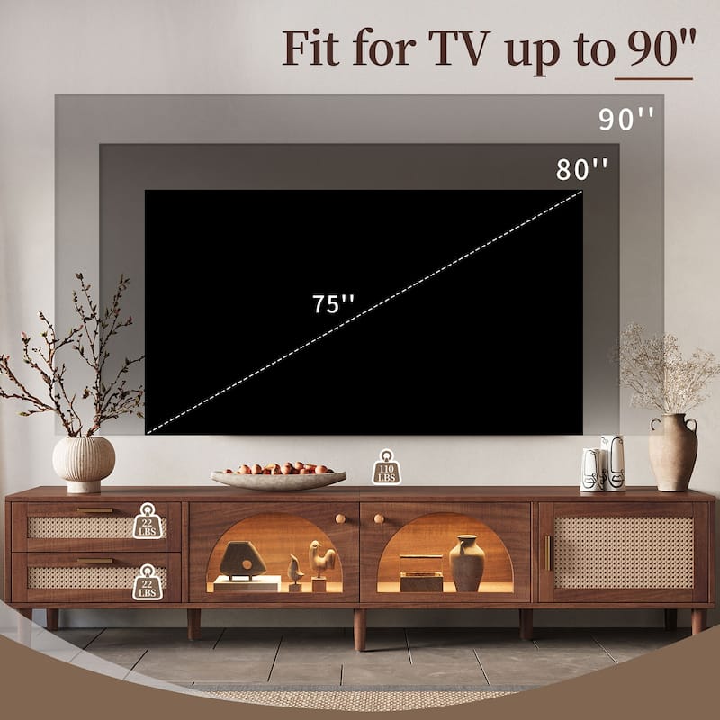 86 in with Solid Wood Legs TV Stand for TVs up to 90 in - n/a