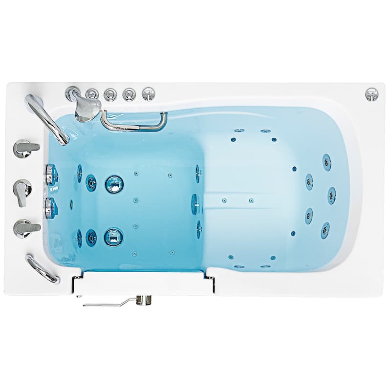 Ella Monaco 32" Acrylic Hydro Massage Walk-In Bathtub with Outward Swing Door, 5 Piece Fast Fill Faucet, 2" Dual Drain