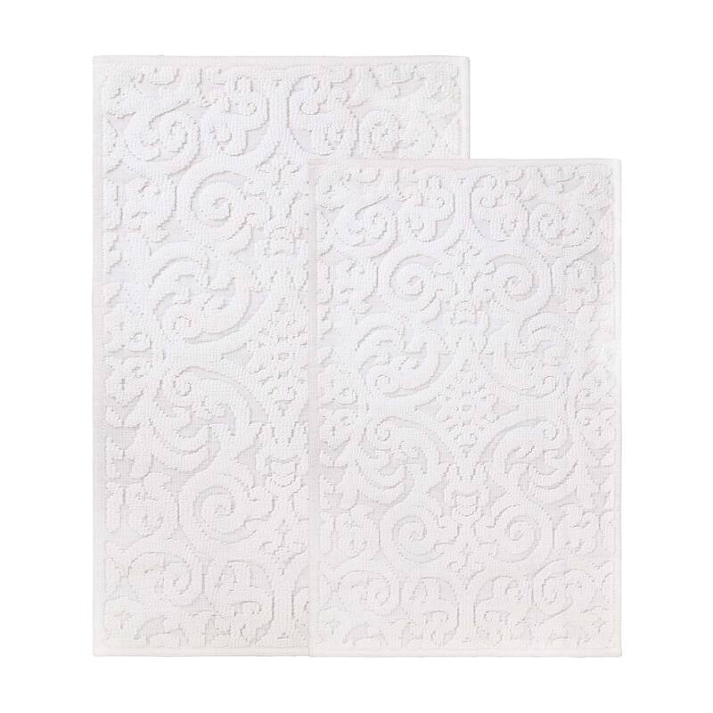 Superior Venere Floral Scroll Washable Bath Rug, Set of 2