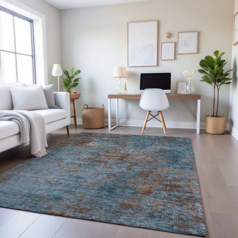 Premium Washable Super Soft Solid Ombre Mayfield Rug - Teal - 2'6" x 3'10"