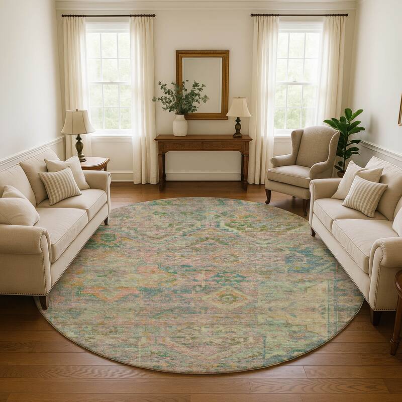 Premium Washable Super Soft Boho Global Mayfield Rug - Green - 8' x 8'