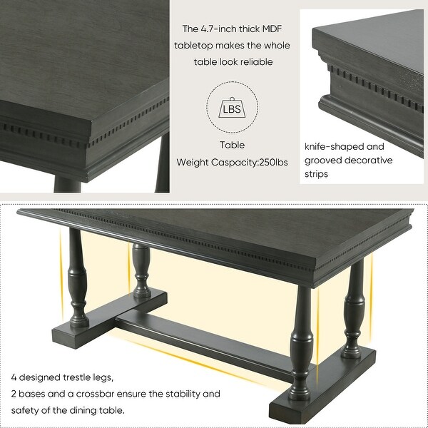 Elegant 7-Piece Modern Dining Table Set, American Retro Dining