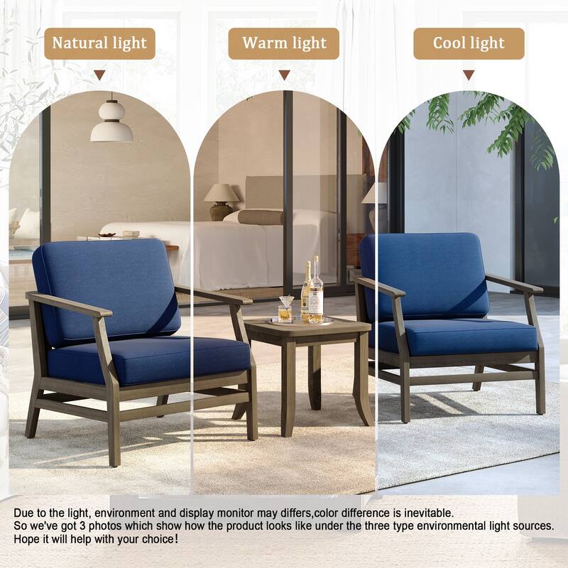 3 Set Outdoor Teak Wood Club Chairs with Side Table