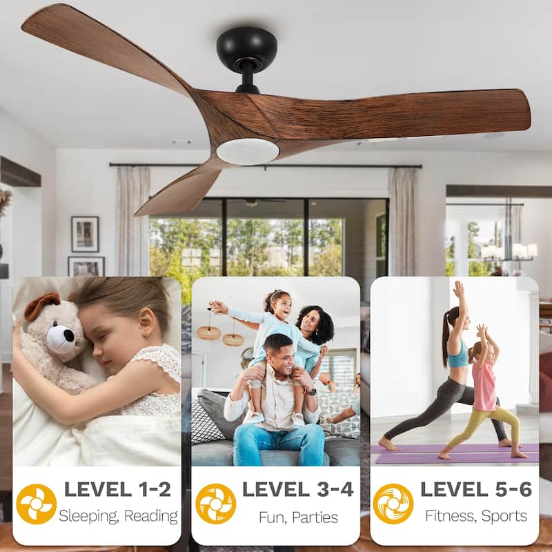 Ceiling Fan Light, 52" Ceiling Fan w/ Remote, LED Dimmable Tri-Color Temperature
