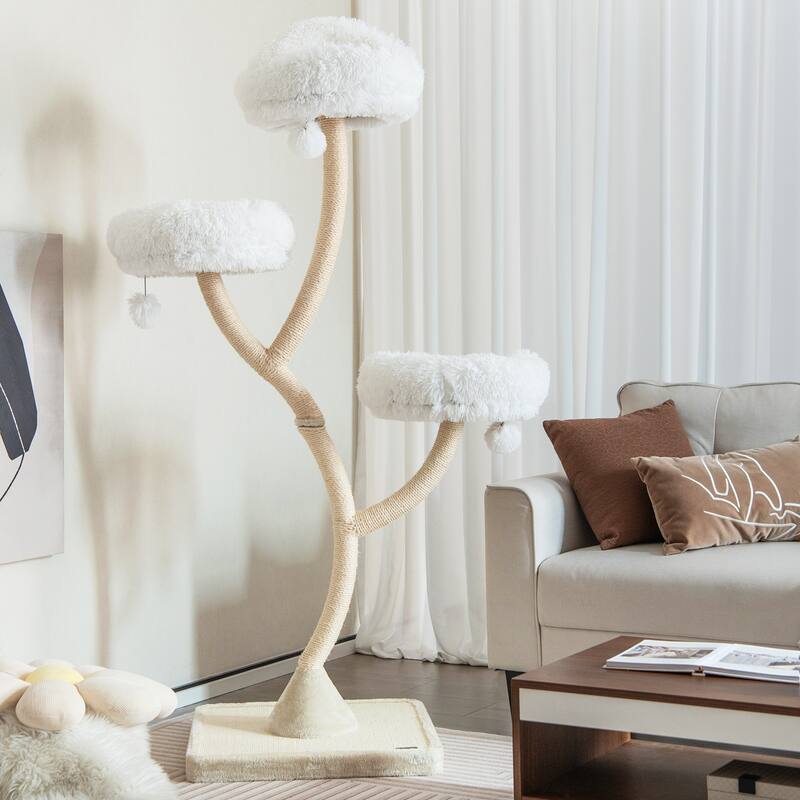 70" Tall Cat Tree 4-Layer Cat Tower with 3 Perches and Dangling Balls - 23.5" x 23.5" x 70"