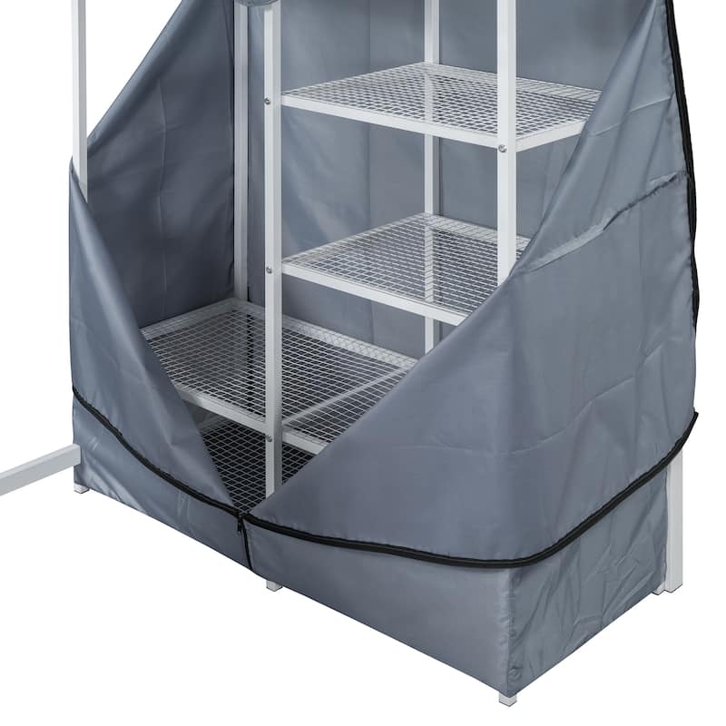 Heavy Duty Metal Twin Loft Bed with L Shaped Desk and Shelves