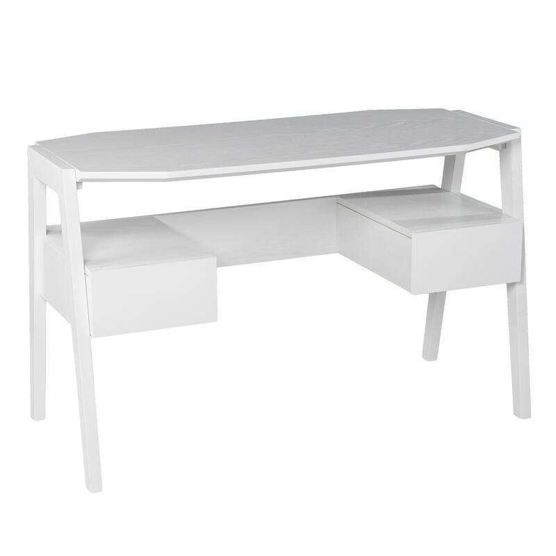 Harper Blvd Carmona Midcentury Modern White Wood Desk with Storage