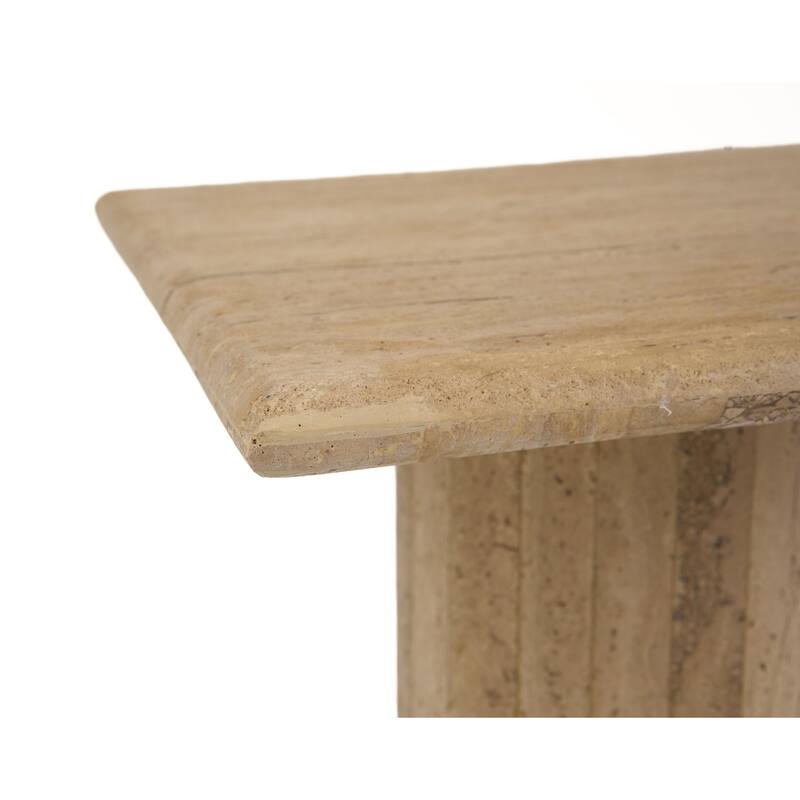 Modrest Fletcher Modern Travertine Marble 15" Tall End Table