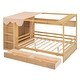 preview thumbnail 14 of 13, Full Size Platform Bed House Shaped Bed with All-in-One Wardrobe and Compartments, 3 Shelves & 2 Drawers Underneath, Natural