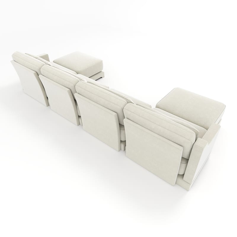 GDFStudio- Odyssey Chenille Four-Seater Sofa with Dual Ottoman