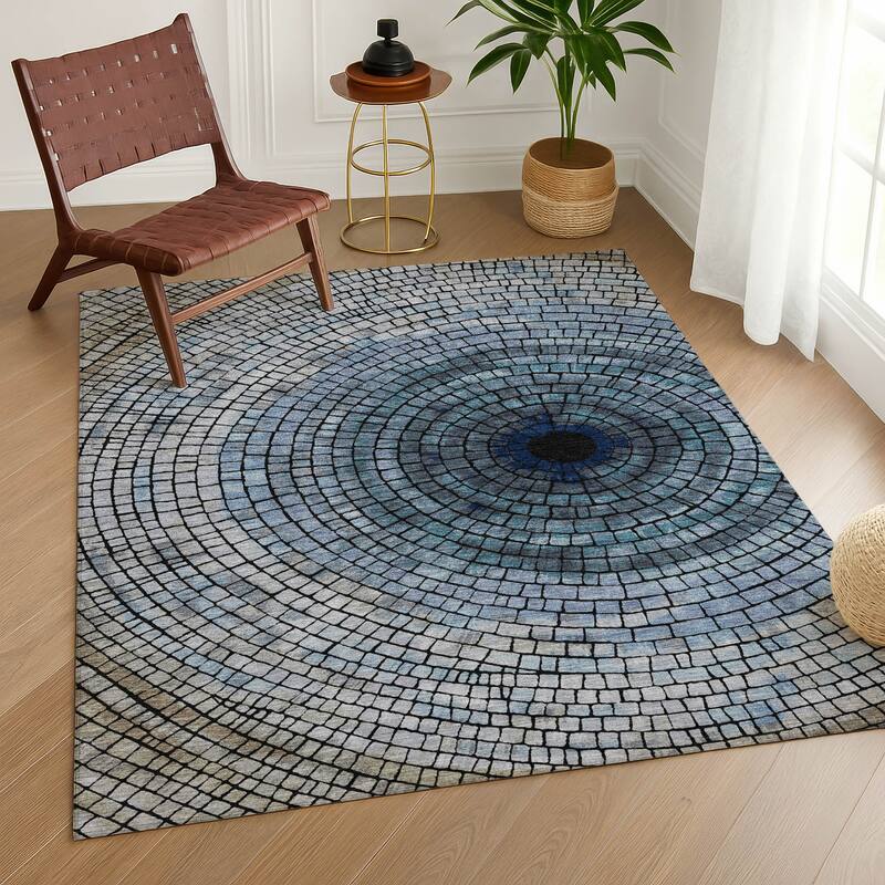Machine Washable Indoor/ Outdoor Mosaic Rome Chantille Rug