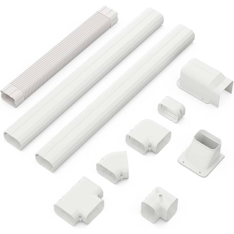 4" W 10FT L Mini Split Line Set Decorative PVC Slim Line Cover Kit - White