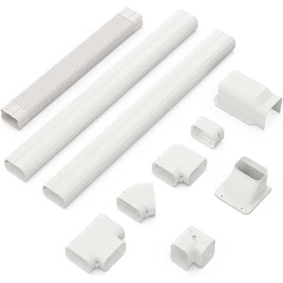 4" W 10FT L Mini Split Line Set Decorative PVC Slim Line Cover Kit - White