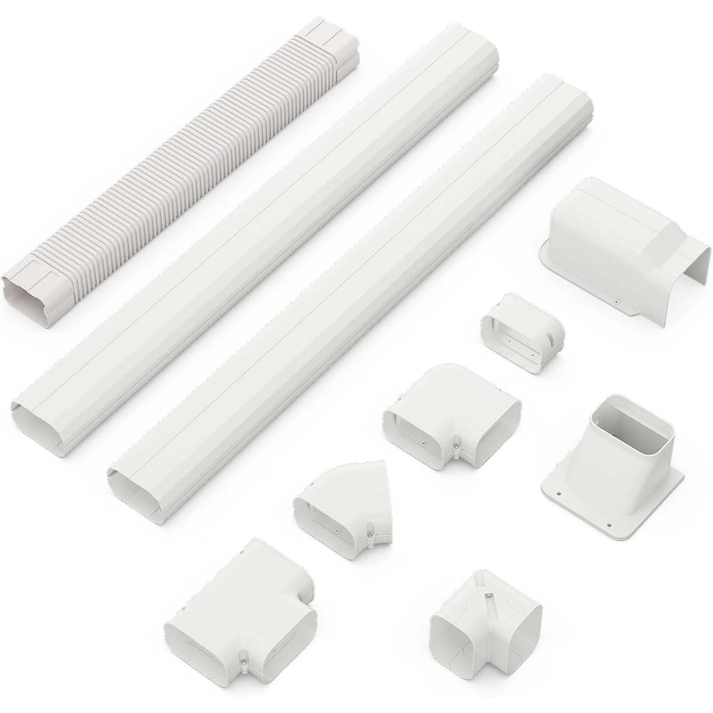 4" W 10FT L Mini Split Line Set Decorative PVC Slim Line Cover Kit - White