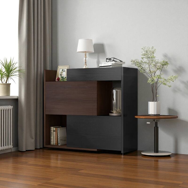 58.8" Extendable Rotating Storage Cabinet with Drawer, Modern Buffet Sideboard for Living Room, Entryway or Office