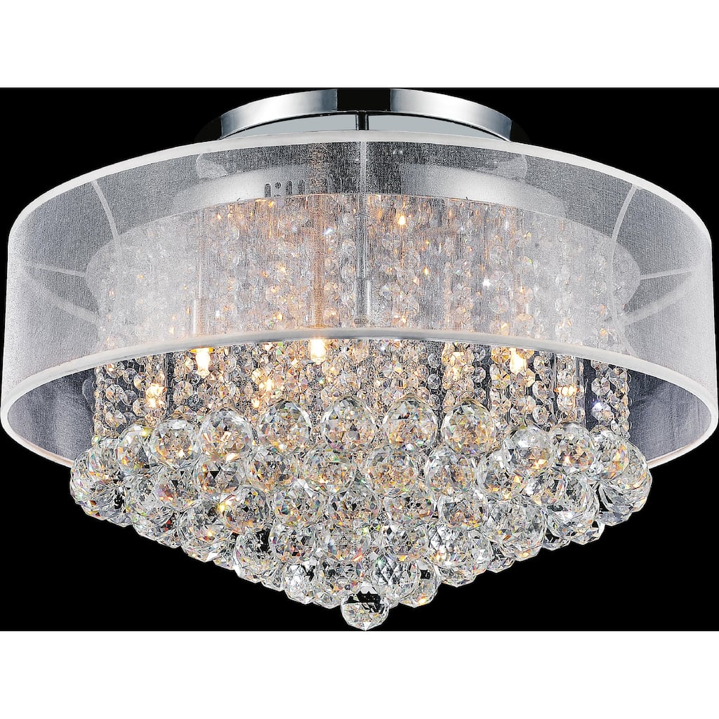 Radiant 12 Light 24in Chrome Drum Shade Flush Mount with White Shade