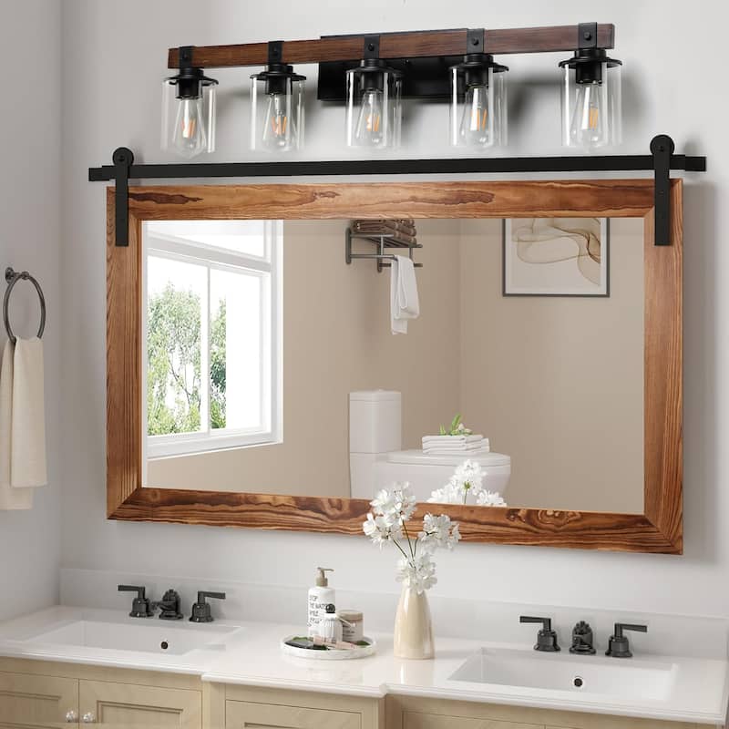 Modern Design 5-Lights Farmhouse Vanity Lights Fixture Rustic Bathroom Light Fixture Bathroom Sconce (No Bulbs)