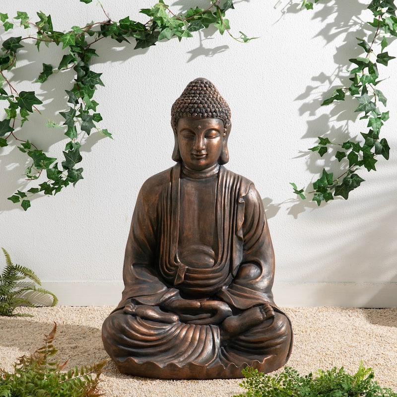 Glitzhome Zen-Style MgO Meditating Garden Buddha Statues Monk Sculpture Indoor Outdoor
