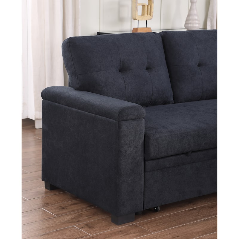 84.5"W Dark Gray Reversible Sleeper Sofa with Storage Chaise