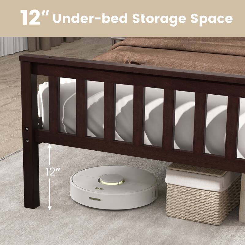 Gymax Wood Bed Frame Wood Slats Support Platform W/ Headboard - See Details