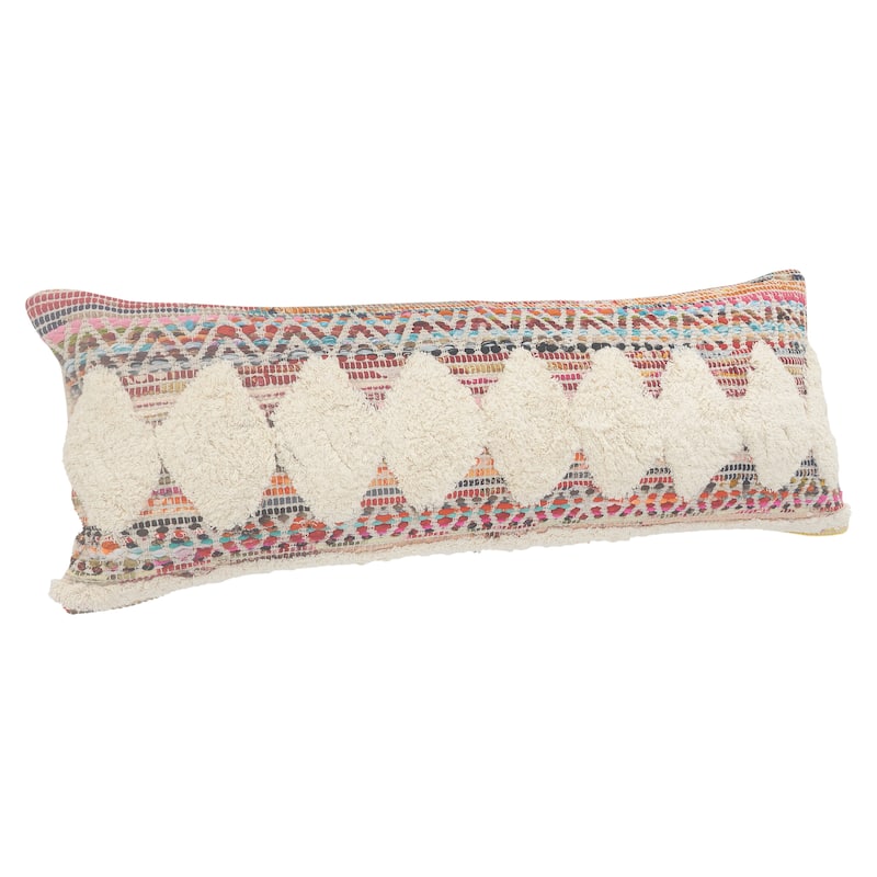 Sevita White Diamond Chevron Cotton Throw Pillow 18 inch