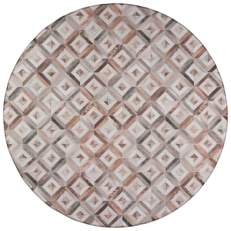 Indoor/ Outdoor Laredo Geometric Faux Hide Patchwork Washable Area Rug