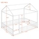 preview thumbnail 28 of 46, Twin/Full Size Floor Bed,Metal Playhouse Bed Frame with Fence