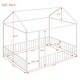 preview thumbnail 6 of 6, White Full Size Metal House Bed Frame with Fence and Roof for Kids and Teens