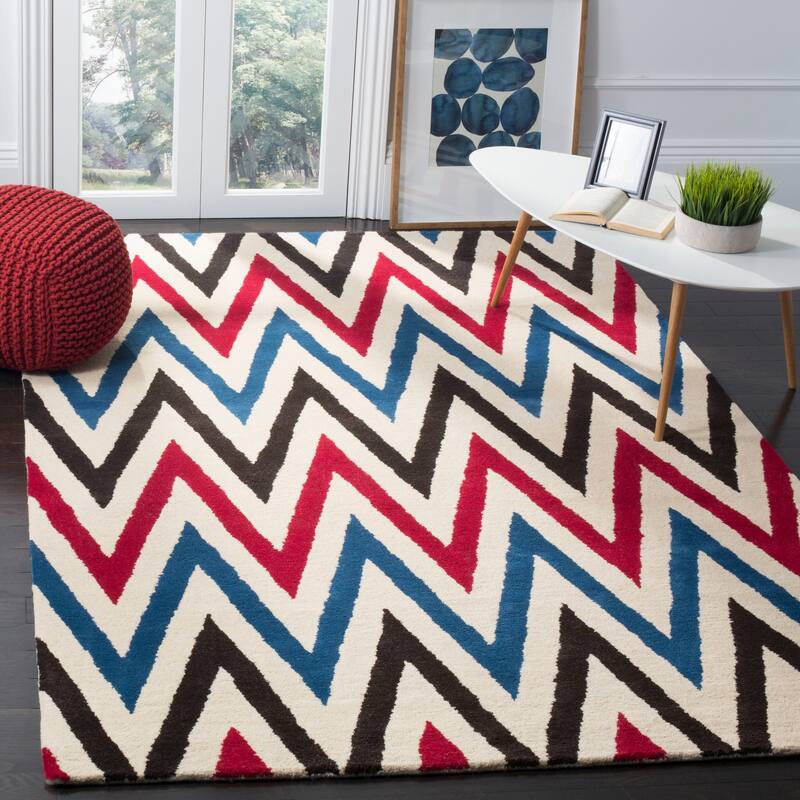 SAFAVIEH Handmade Chatham Klasina Modern Moroccan Wool Rug - 6' x 9' - Ivory/Multi