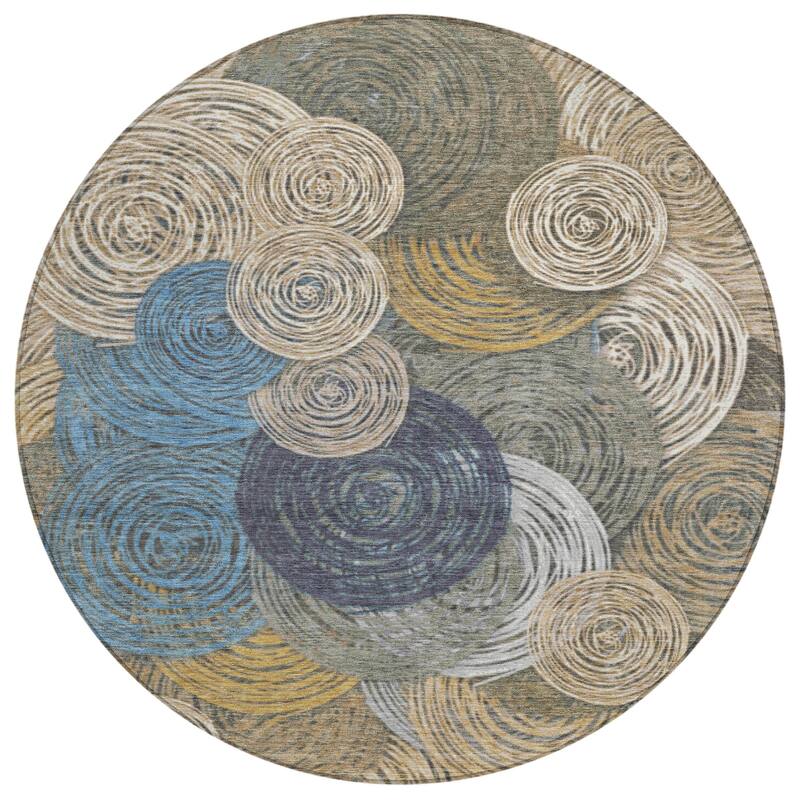 Machine Washable Indoor/ Outdoor Modern Twister Chantille Rug