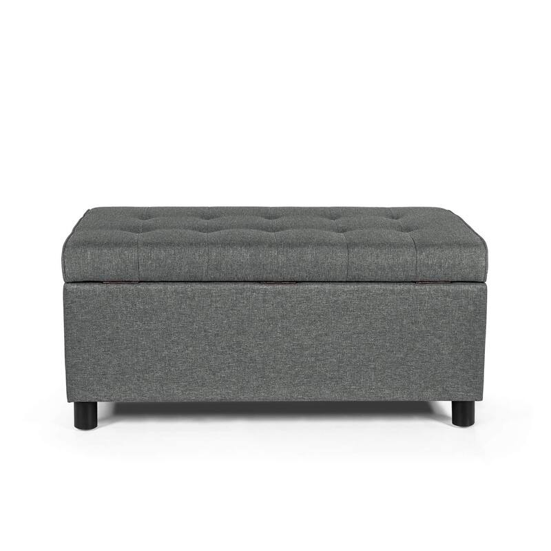 Adeco 35" Tufted Rectangular Storage Ottoman Bench