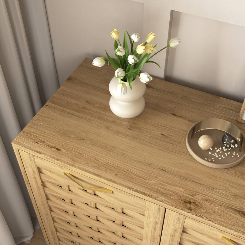 Farmhouse Storage Cabinet with 3 Doors, Wood Sideboard Buffet Storage with Adjustable Shelf,