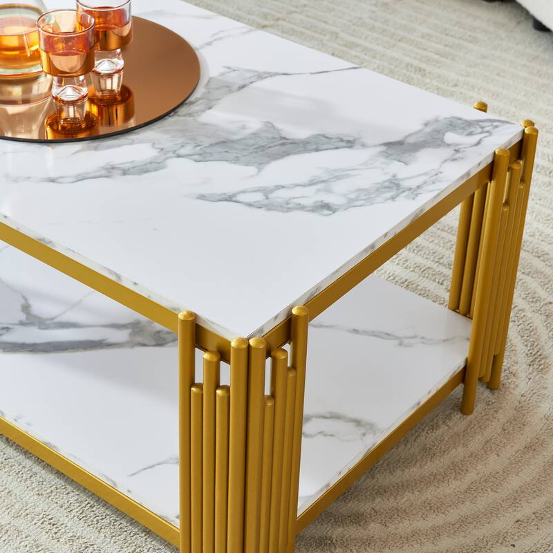 Rectangle End Table Coffee Table with Shelf Center Table