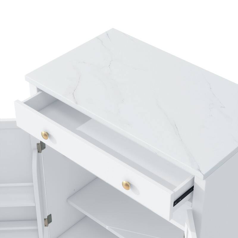 Modern Freestanding Kitchen Pantry,Buffet Food Storage, Coffee Bar Cabinet with Drawer, 2 Adjustable Shelves , Set of 2
