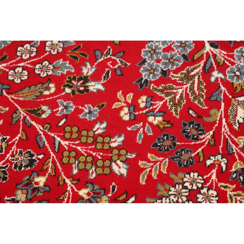 Medallion / Floral Red Kashan Turkish Area Rug Machine Made Carpet - 9'9" x 12'11"