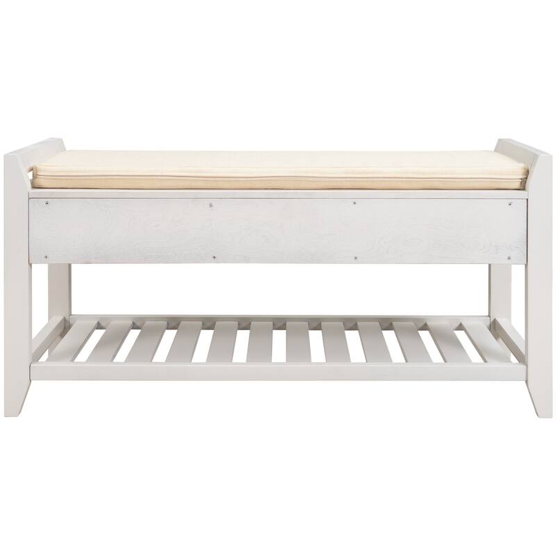 Entryway Storage Shoe Rack Bench with Cushioned Seat and Drawers