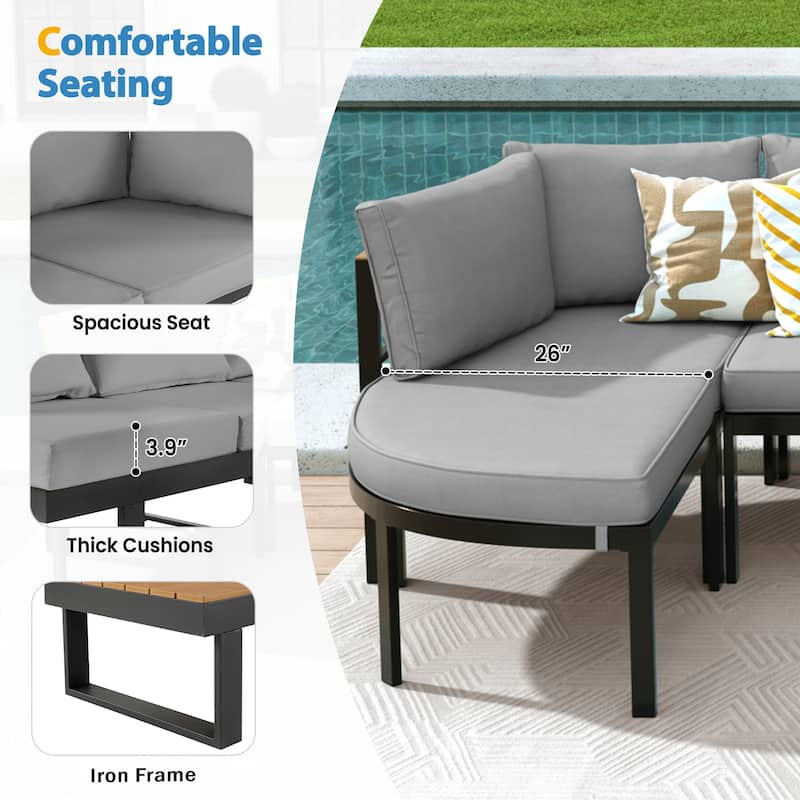 Modern Outdoor Sectional Sofa Set Patio Seating Group Outdoor Conversation Set with Cushions for Patio, Backyard, Garden