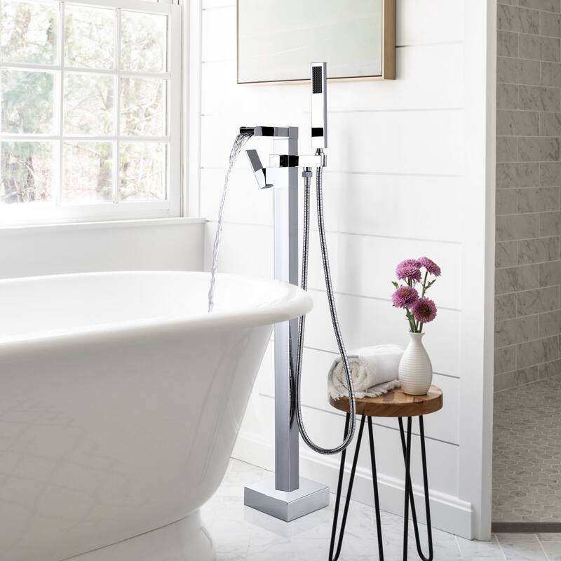 WOWOW Single Handle Freestanding Bathtub Faucet with Handheld Shower