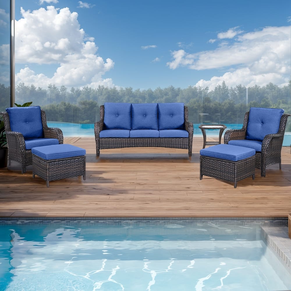 Gymojoy Outdoor Sofa Chair Ottoman Seating with Cushions Weather-resistance