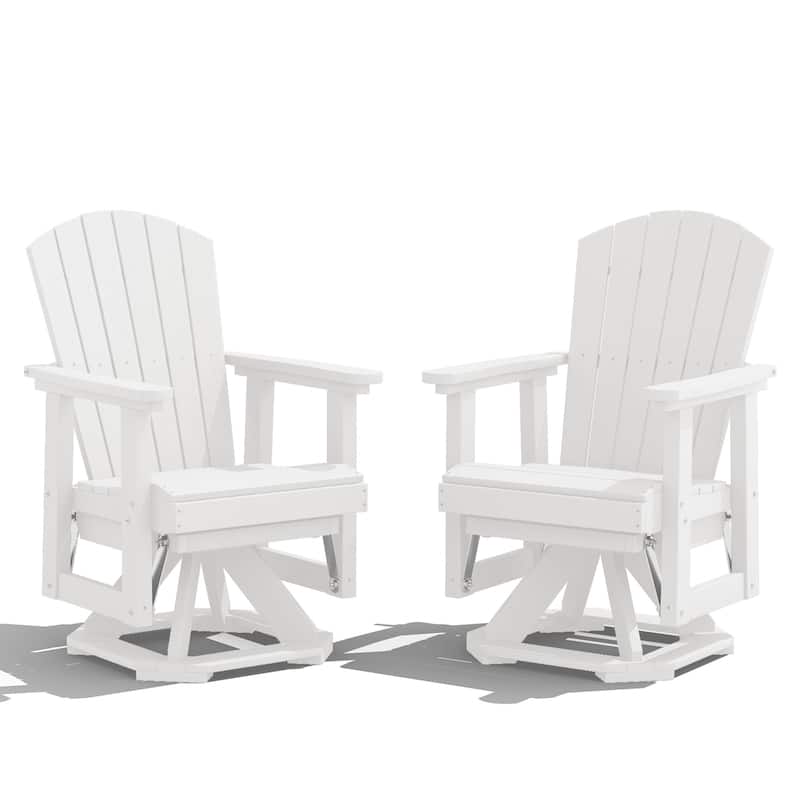 Set of 2 HDPE Adirondack Swivel Gliders, Outdoor Patio Chair Set