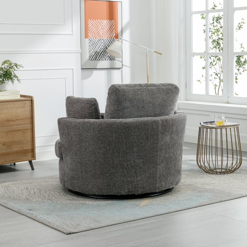 42.2"W Swivel Accent Barrel Chair with Half Crescent Moon Storage Bench
