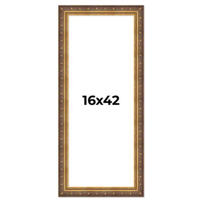 16x42 Frame Vintage Gold Solid Wood Picture Frame | 2.5 Inch Moulding