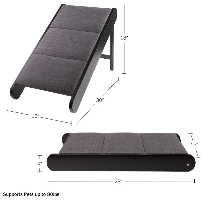 Petmaker Foldable Wooden Dog Pet Ramp for Bed, Couch, or Vehicles
