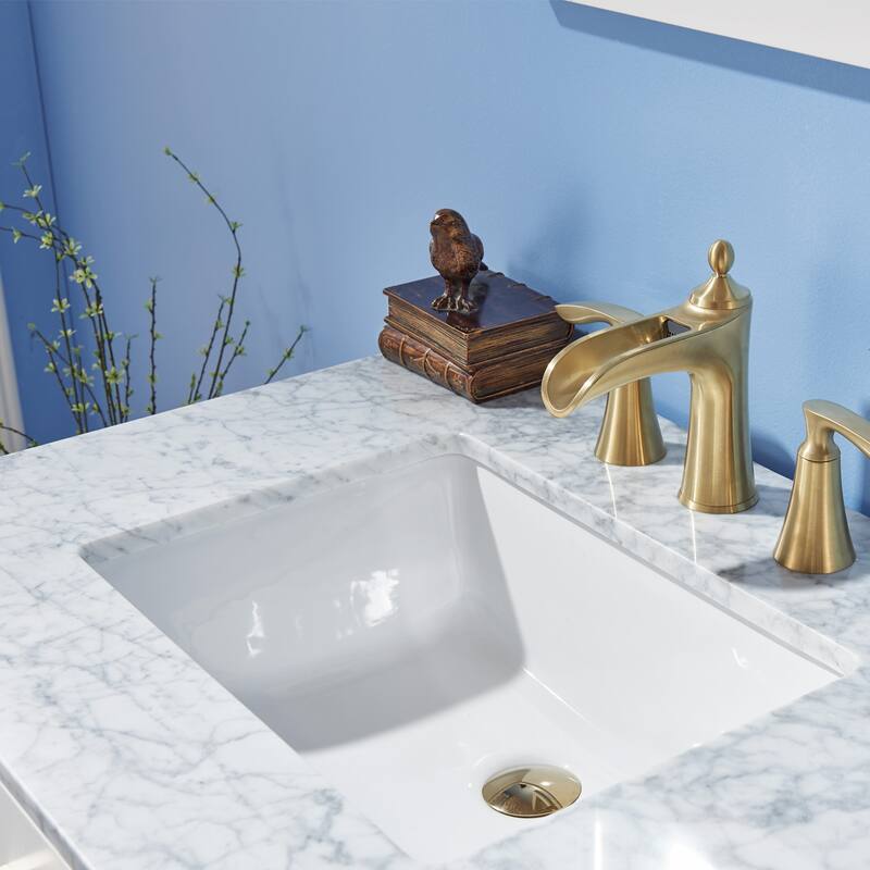 Altair Ivy Single Bathroom Vanity Set and Carrara White Countertop with Mirror