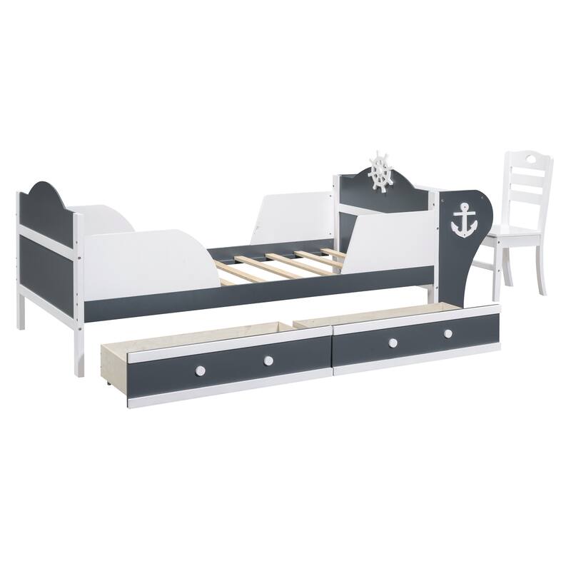 BoatShaped Platform Bed with Desk and Chair Bed Bath & Beyond 38436708