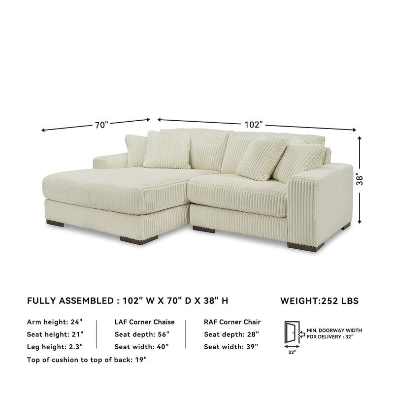 Signature Design by Ashley Lindyn 2-Piece Sectional with Chaise - 102"W x 70"D x 38"H