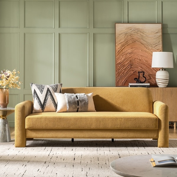 slide 2 of 41, HULALA HOME Isai Modern Curved Velvet Sofa Camel